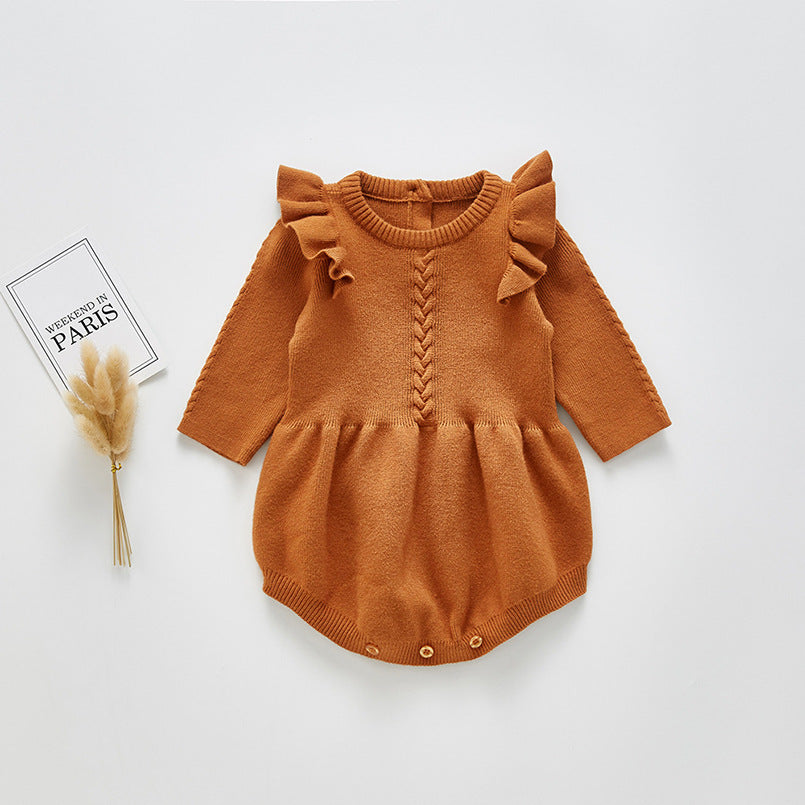 Baby Long-sleeved Knitted Cotton Romper