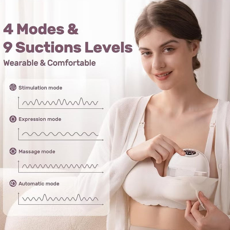 Pumpina-X Latest Wearable Breast Pump (4 Modes | 9 Suction Levels)