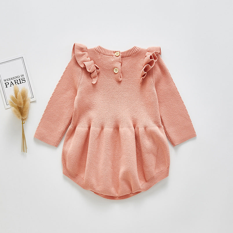 Baby Long-sleeved Knitted Cotton Romper