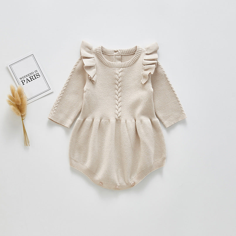 Baby Long-sleeved Knitted Cotton Romper